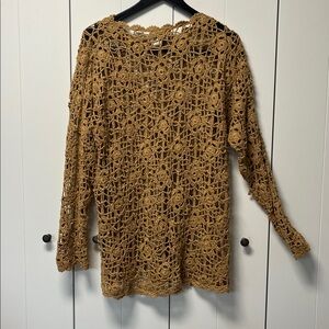 Vintage Crochet Knit Sweater in Brown
